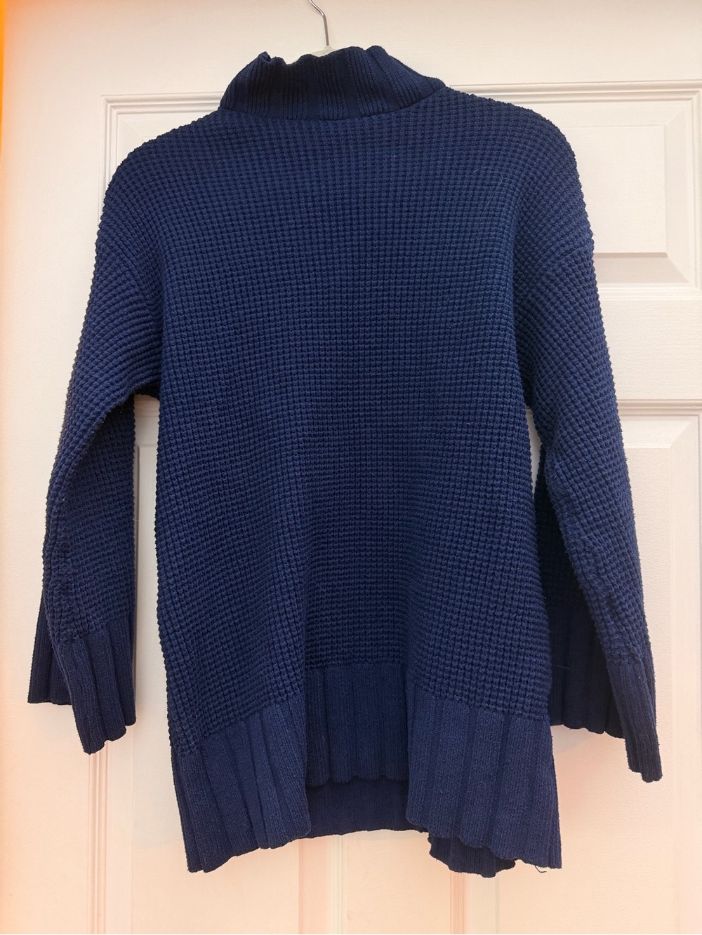 Princess Polly Navy Waffle-Knit Mock Neck Sweater